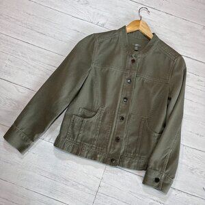J Jill Jacket Womens Size XSP Olive Green Utility Military Distressed Denim Army